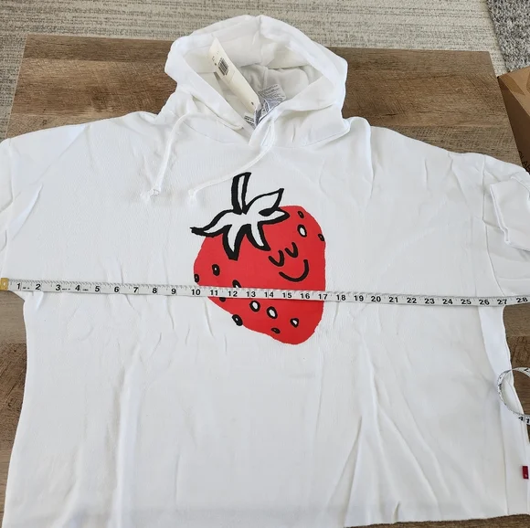 Levi's Women's Cropped Happy Strawberry Prism Hoodie Size 2X - Picture 8 of 11